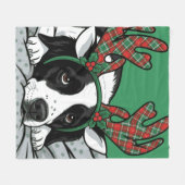 クリスマス犬 フリースブランケット (正面(横))
