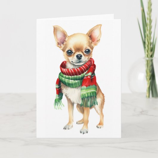 クリスマス犬、ホリデー チワワ 空白 シーズンカード (正面)