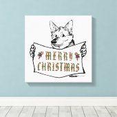 クリスマス犬：メリークリスマス！ キャンバスプリント (インサイチュ (ウッドフロア))