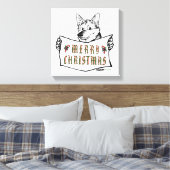 クリスマス犬：メリークリスマス！ キャンバスプリント (インサイチュ (寝室))