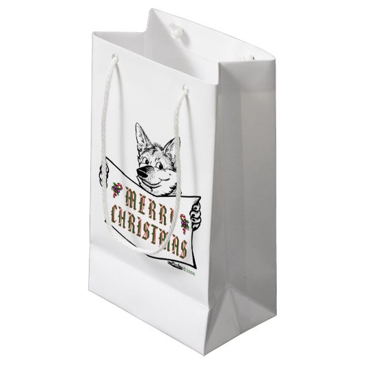 クリスマス犬：メリークリスマス！ スモールペーパーバッグ (正面アングル)