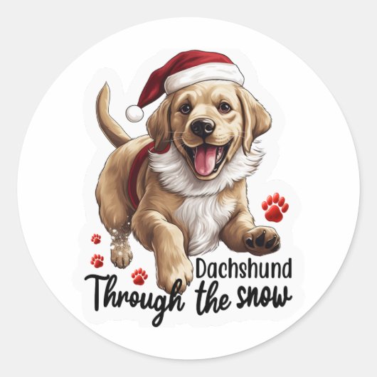 クリスマス犬 ラウンドシール (正面)