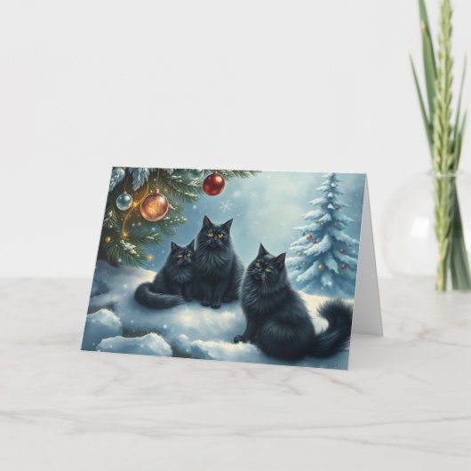 クリスマス猫あいさつカード サンキューカード (正面)