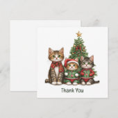 クリスマス猫ありがとう サンキューカード (正面/裏面)