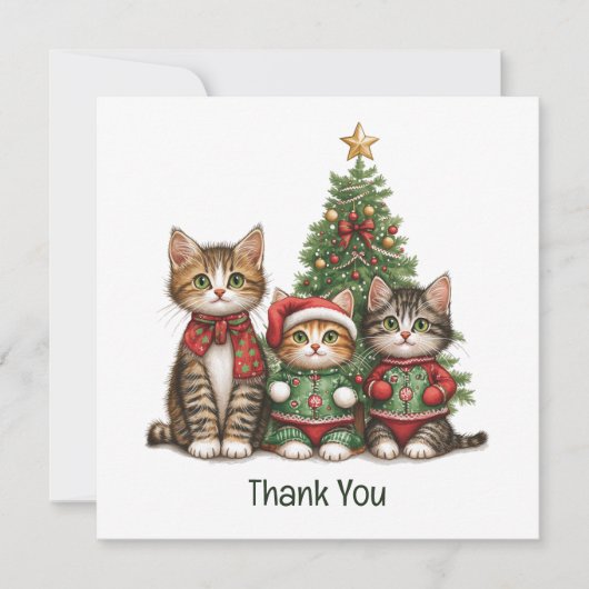 クリスマス猫ありがとう サンキューカード (正面)