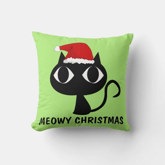 クリスマス猫おもしろい枕、マイクリスマス クッション (正面)