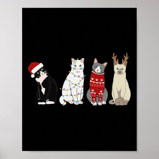 クリスマス猫おもしろい猫猫好き猫ママ猫パパ ポスター (正面)