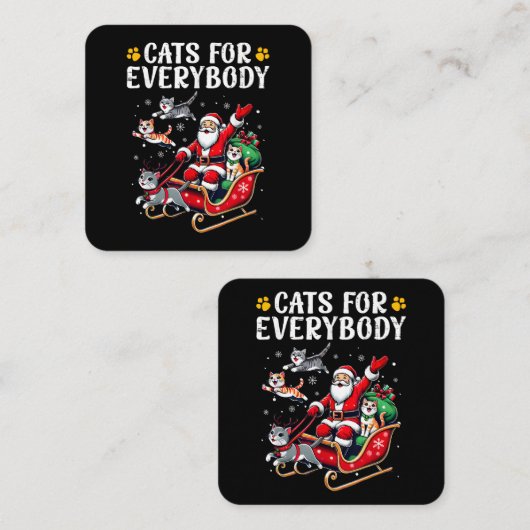 クリスマス猫おもしろい スクエア名刺 (正面/裏面)