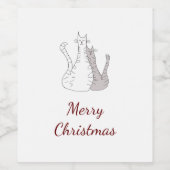 クリスマス猫かわいいスケッチエレガント脚本 ワインラベル (シングルラベル)