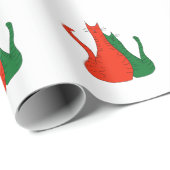 クリスマス猫かわいい猫ちゃん赤グリーン ラッピングペーパー (ロールコーナー)