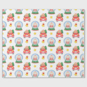 クリスマス猫が白に雪の球体 ラッピングペーパー (フラット)