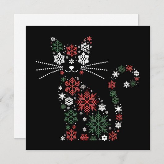 クリスマス猫が雪の結晶を作った ユーモアのある猫たち シーズンカード (正面/裏面)