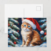 クリスマス猫とクリスマスツリー シーズンポストカード (正面/裏面)