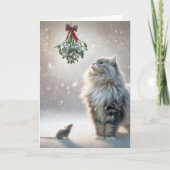 クリスマス猫とネズミが爪先立ち シーズンカード (正面)