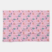 クリスマス猫と木のホリデーパターン キッチンタオル (横)