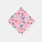 クリスマス猫と木のホリデーパターン スタンダードカクテルナプキン (角)