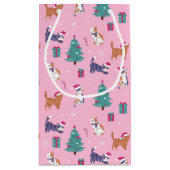 クリスマス猫と木のホリデーパターン スモールペーパーバッグ (裏面)
