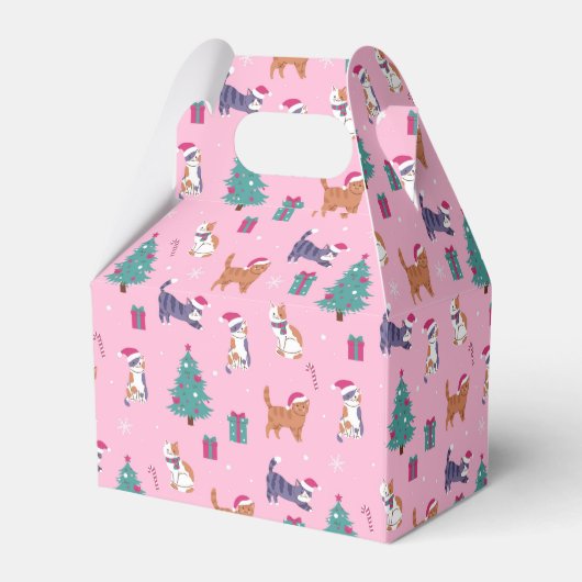 クリスマス猫と木のホリデーパターン フェイバーボックス (裏面サイド)