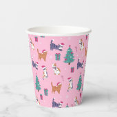 クリスマス猫と木のホリデーパターン 紙コップ (裏面)