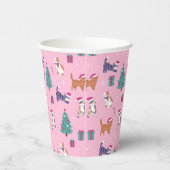 クリスマス猫と木のホリデーパターン 紙コップ (右)