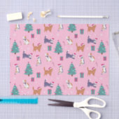 クリスマス猫と木のホリデーパターン 薄葉紙 (クラフト)