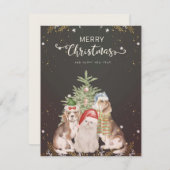 クリスマス猫と犬のかわいいクリスマスカード (正面/裏面)