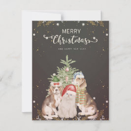 クリスマス猫と犬のかわいいクリスマスカード