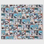 クリスマス猫と雪だるま ラッピングペーパー (フラット)