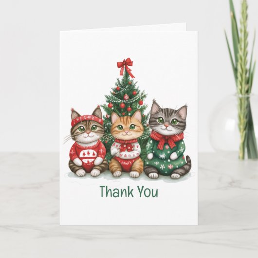 クリスマス猫に感謝 サンキューカード (正面)