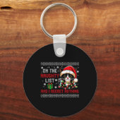 クリスマス猫のいたずらリスト後悔なし醜いXmas キーホルダー (正面)