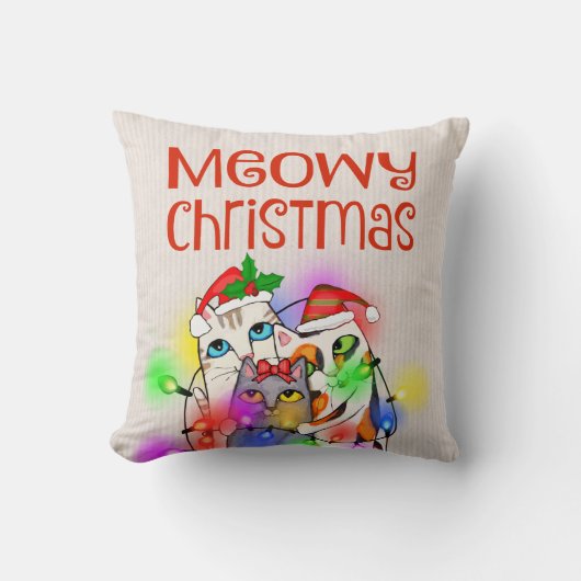 クリスマス猫のおもしろいな休日の装飾用クッション クッション (正面)