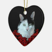 クリスマス猫のオーナメント セラミックオーナメント (左)