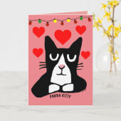 クリスマス猫のグリーティングカード、パンダキティ カード (黄色い花)