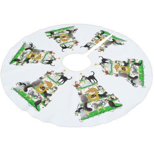 クリスマス猫のコンドミニアムの木のスカート ブラッシュドポリエステルツリースカート (アングル)