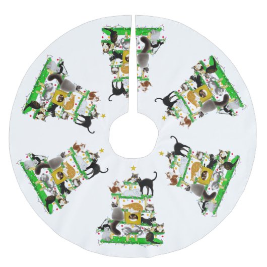 クリスマス猫のコンドミニアムの木のスカート ブラッシュドポリエステルツリースカート (正面)