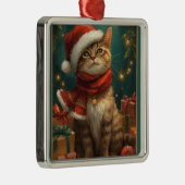 クリスマス猫のスクエアメタルオーナメント メタルオーナメント (右)