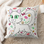 クリスマス猫のスロー枕 (白) クッション (ブランケット)