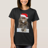 クリスマス猫のハンバグ写真女性の基本Tシャツ Tシャツ (正面)
