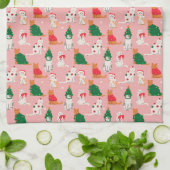 クリスマス猫のフェスティバル衣装パターン キッチンタオル (折り畳み)