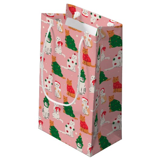 クリスマス猫のフェスティバル衣装パターン スモールペーパーバッグ (裏面アングル)