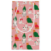 クリスマス猫のフェスティバル衣装パターン スモールペーパーバッグ (正面)