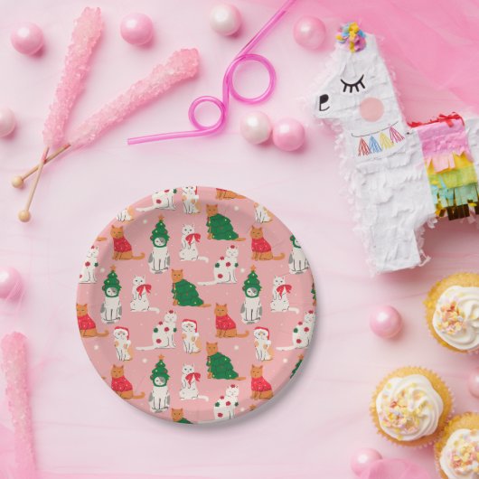 クリスマス猫のフェスティバル衣装パターン ペーパープレート (パーティー)