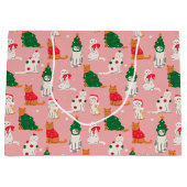 クリスマス猫のフェスティバル衣装パターン ラージペーパーバッグ (正面)