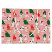 クリスマス猫のフェスティバル衣装パターン ラージペーパーバッグ (裏面)