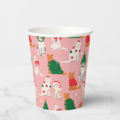 クリスマス猫のフェスティバル衣装パターン 紙コップ (左)