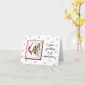 クリスマス猫のホリデーカードで覗く カード (黄色い花)