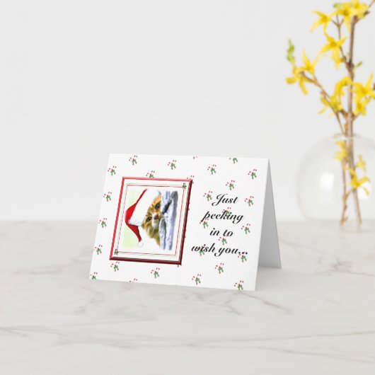 クリスマス猫のホリデーカードで覗く カード (黄色い花)