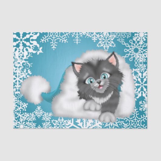 クリスマス猫の休日のティッシュペーパー 薄葉紙 (正面)