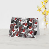 クリスマス猫の休日グリーティングカード カード (黄色い花)