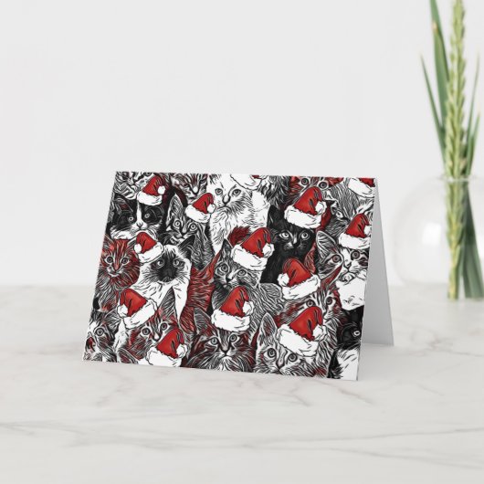 クリスマス猫の休日グリーティングカード カード (正面)